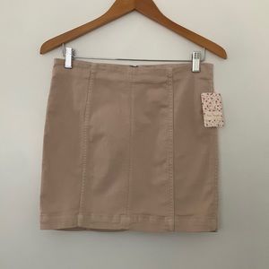 NWT Free People Modern Femme Denim Mini Skirt in Stone